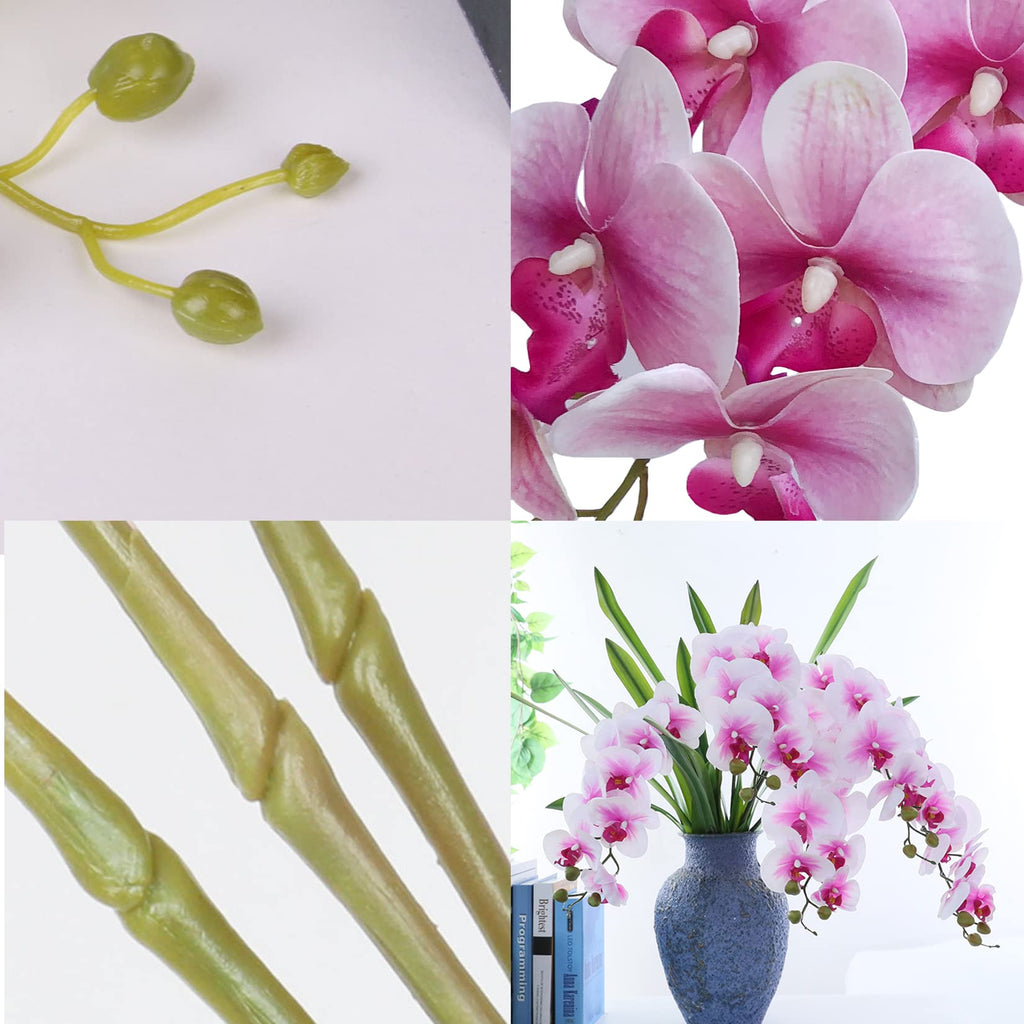 6 Pcs Artificial Orchid Flowers Artificial Phalaenopsis Flowers 32 Inch Stem Plants Wedding Decoration (White Flower