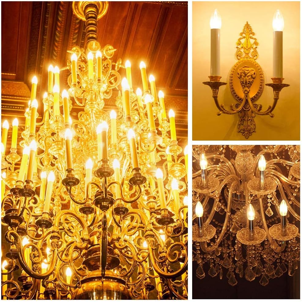 Energetic LED B10 E12 Candelabra Light Bulbs 60 Watt Equivalent, Dimmable LED Chandelier Light Bulbs, Soft White