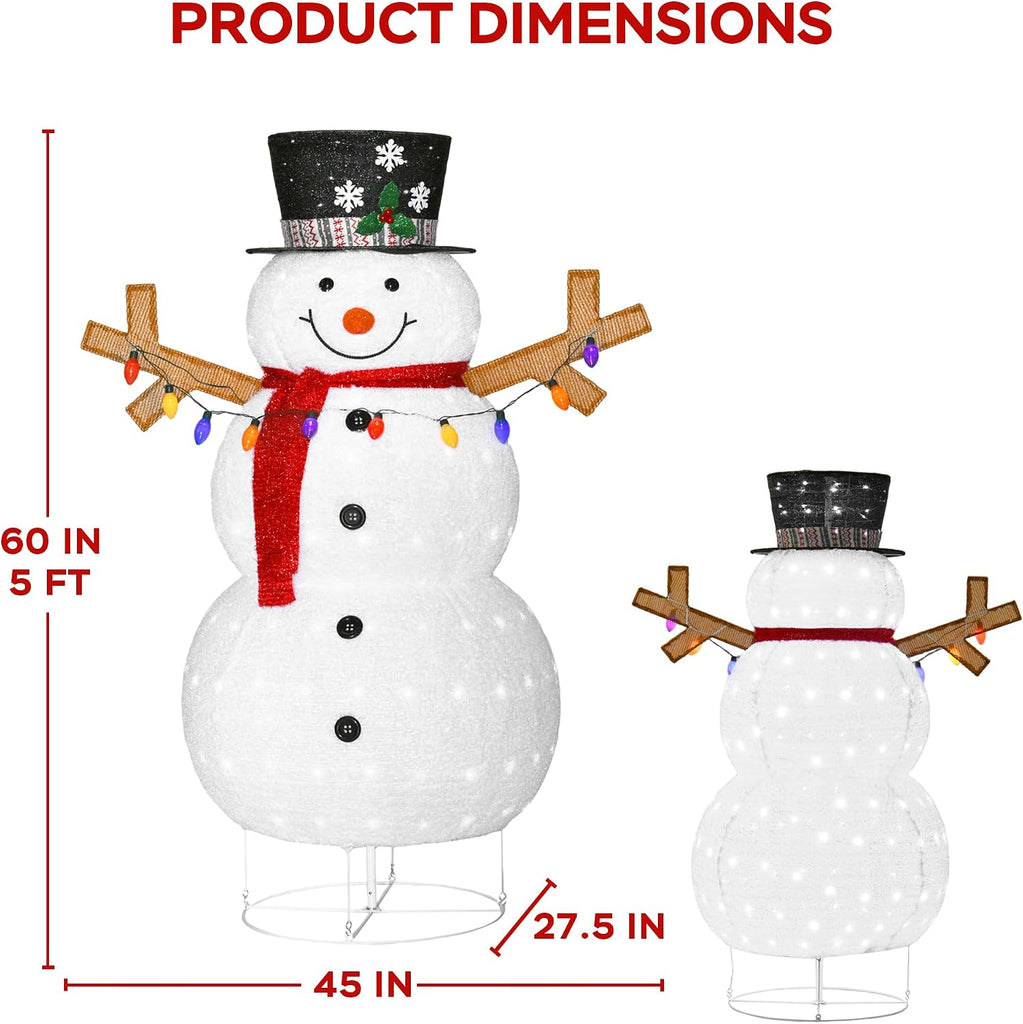 5ft Lighted 3D Snowman Outdoor Christmas Decor