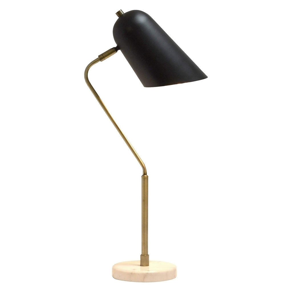 Antique Brass and Marble Base Arched Desk Lamp
