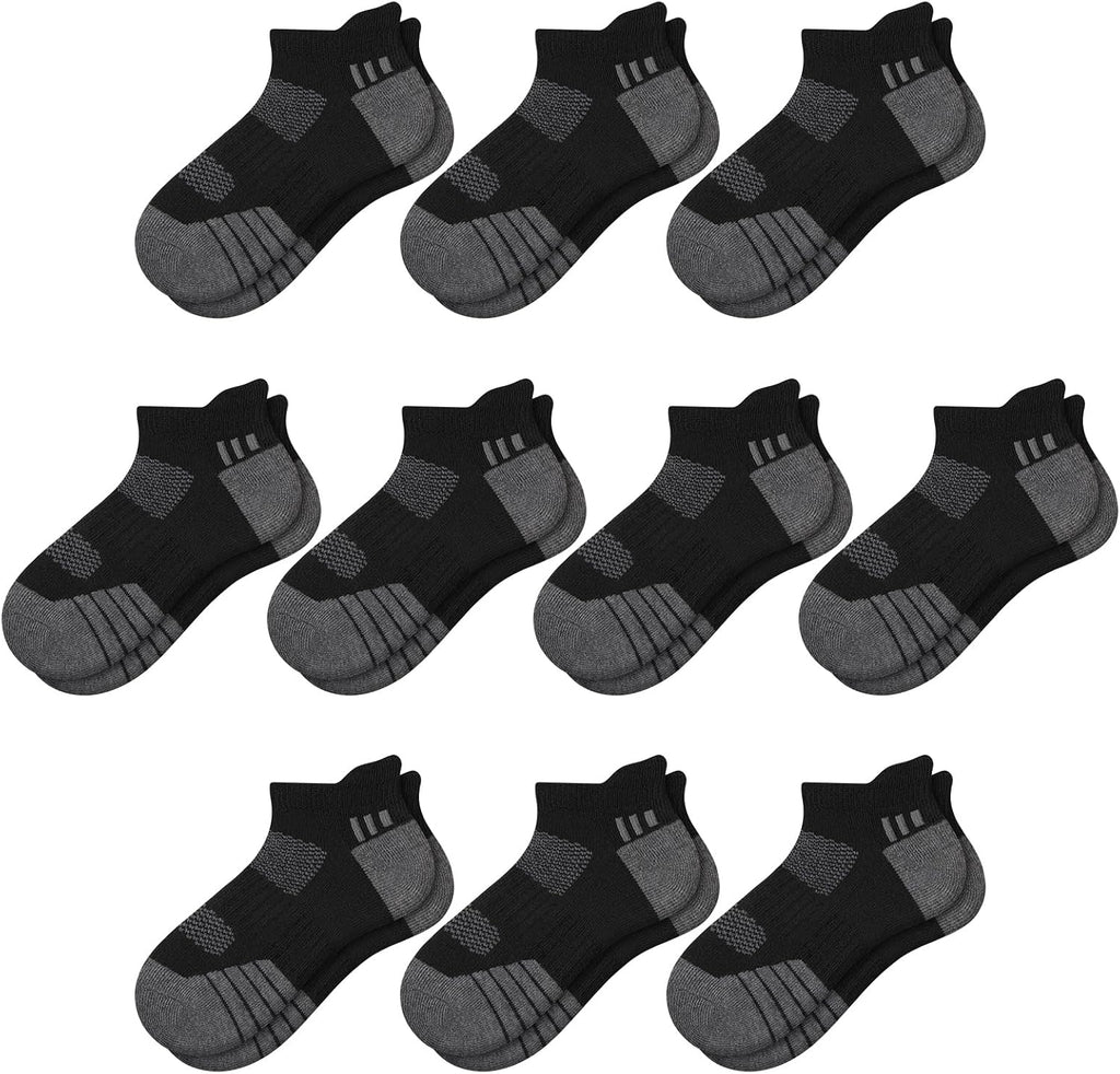 10 Pairs Boys Ankle Athletic Socks Breathable Cushioned Low Cut Sports Socks For Kids Old