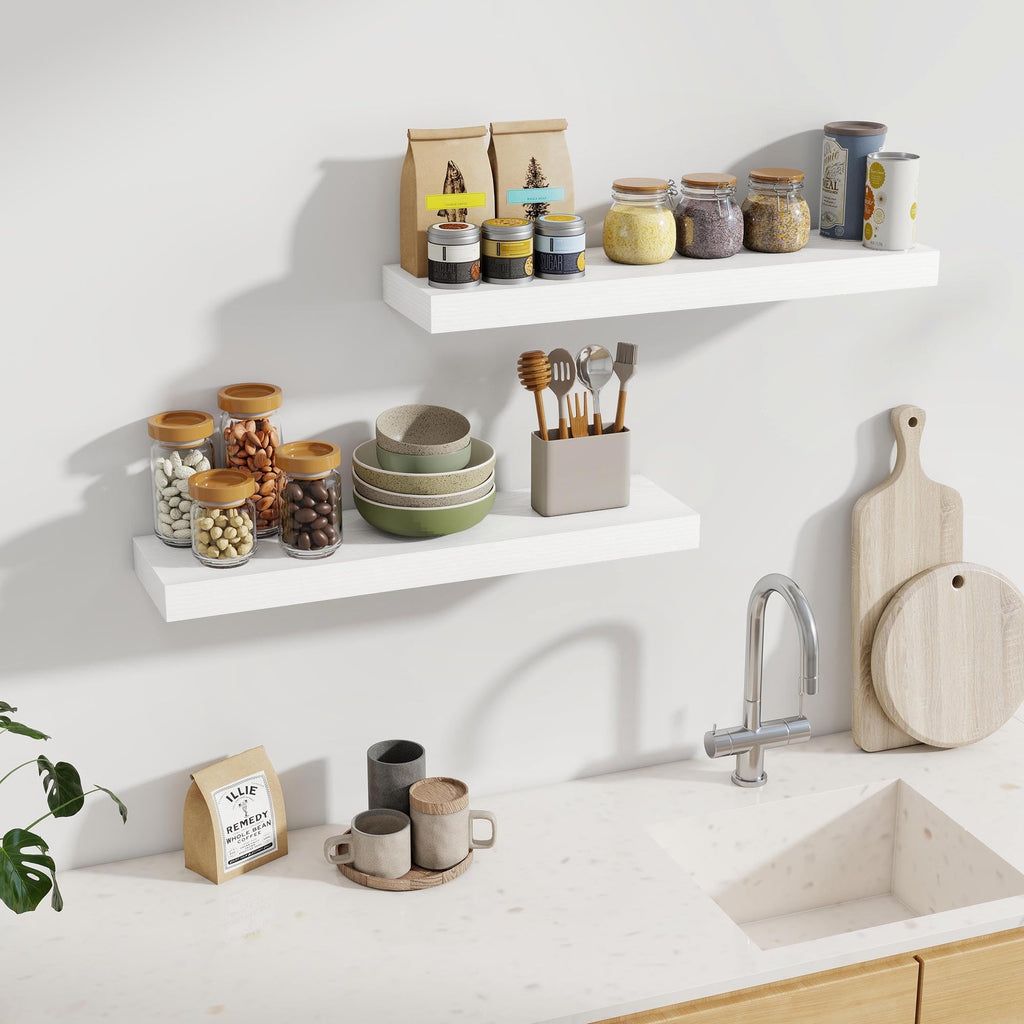 30Inch Floating Shelves for Wall, 2 Pack Rustic Wood Shelves |Kitchen Wall Mounted Floating Shelf with Invisible