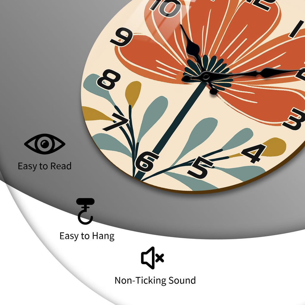 Large Wall Clock - Boho Wall Clocks Battery Operated 16 Inch - Home Rustic Wall Clock Non Ticking Bathroom Kitchen