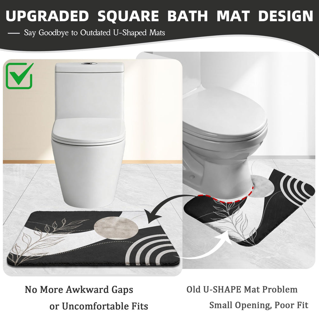 Black and White Shower Curtain Sets with Rugs, Boho Bathroom Decor