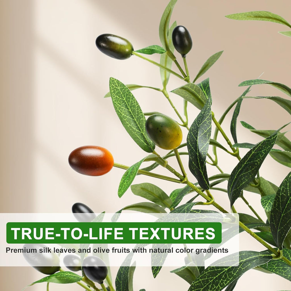 6FT Artificial Olive Tree with Lights & Planter, Realistic Faux Olive Plant