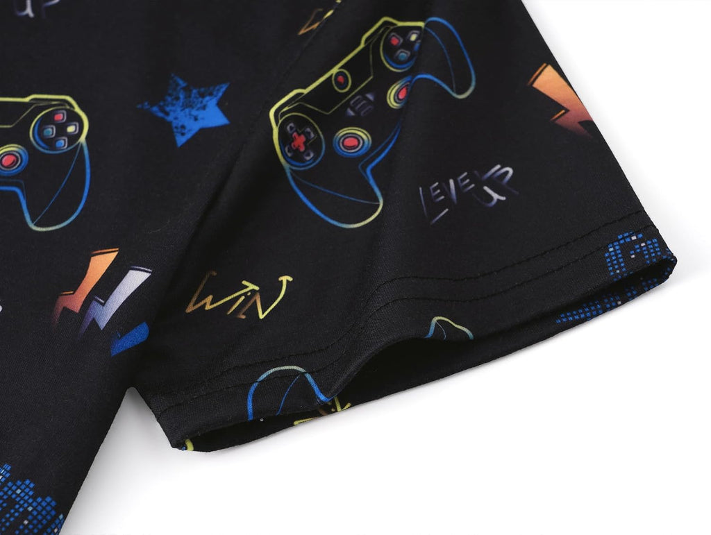 Boys Pajamas Novelty Prints Button-Up Short Sleeve Set