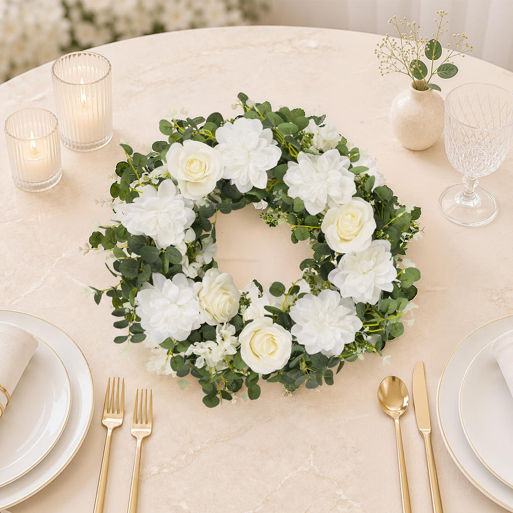 Total 12.4Ft Artificial Flowers Garlands for Decoration, White