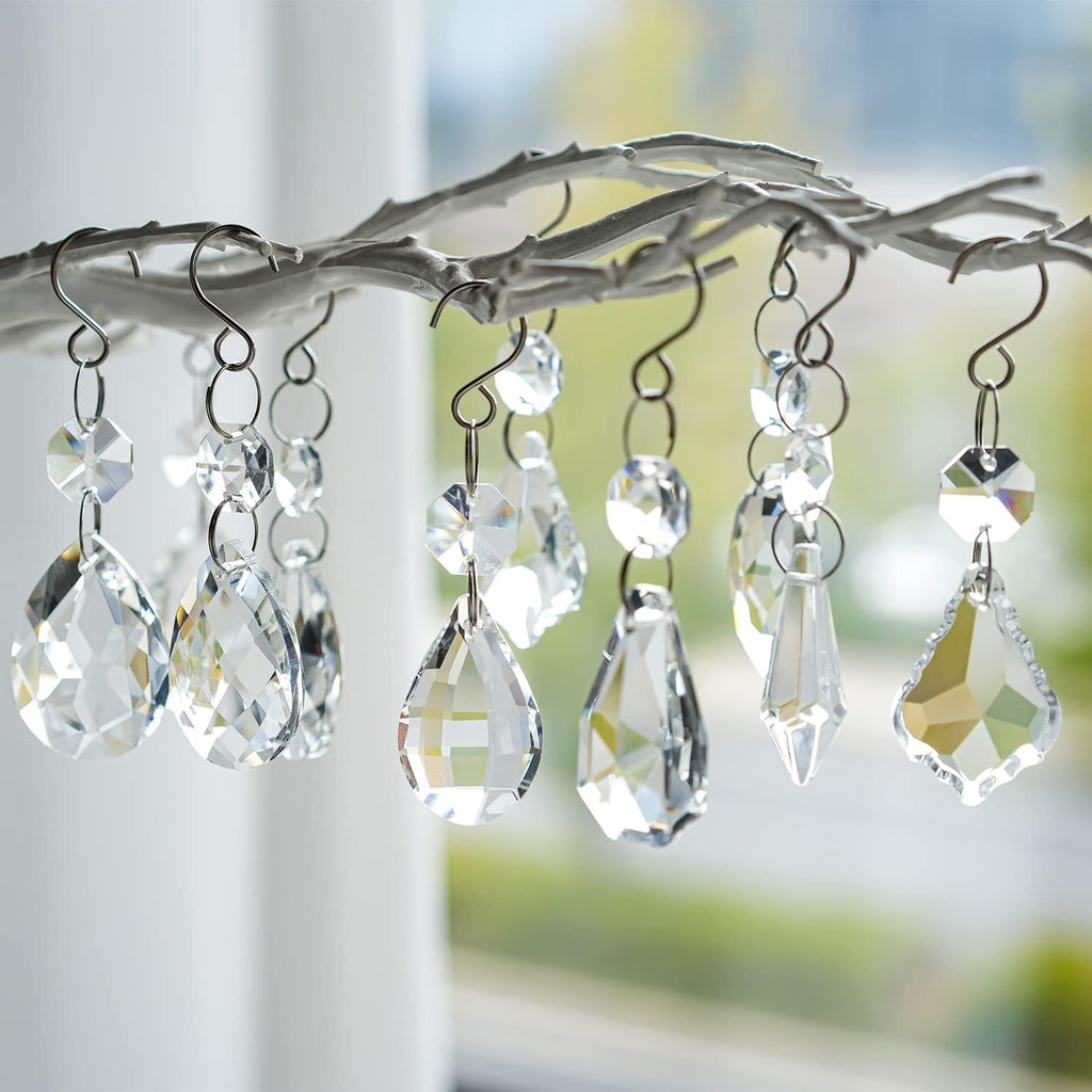 12 Pcs Crystal Chandelier Prisms Rainbow Hanging Crystals Suncatcher - Clear Chandelier Replacement Crystal Sun