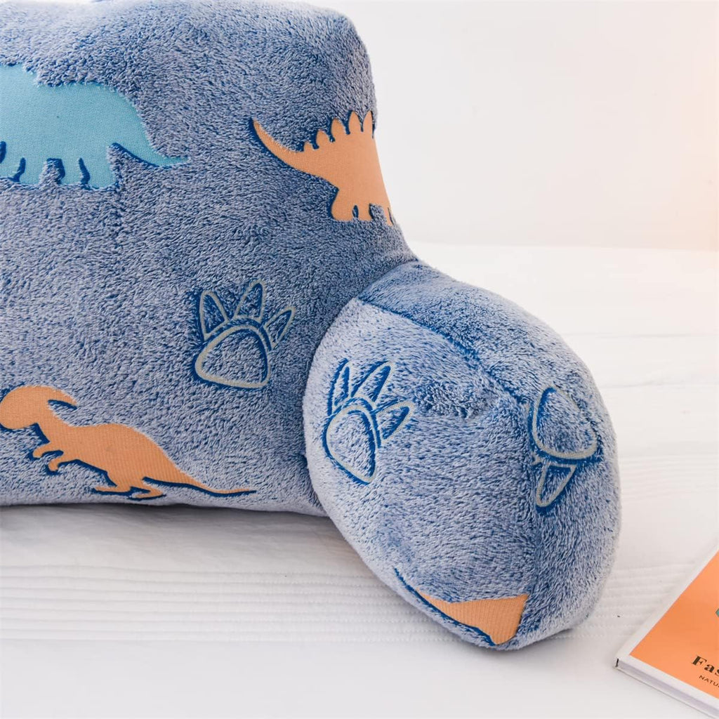 Kids Teens Glow in The Dark Dino Reading Pillow for Sitting up in Bed Sofa