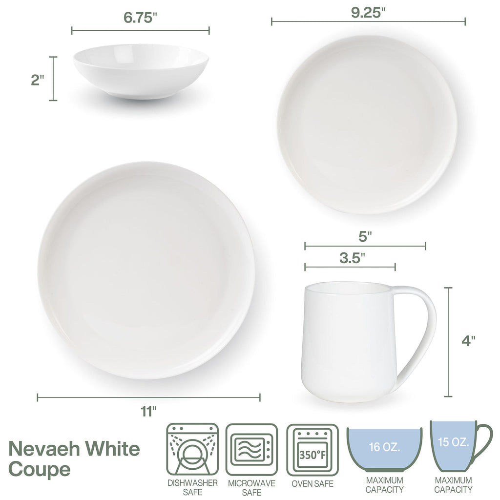 By Fitz and Floyd Nevaeh Coupe 16 Piece Dinnerware Set, Service for 4