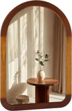 Arched Mirror 24 x 36 Inch,Brown Wood Rustic Bathroom Tempered Wall Mirror with Wood Frame,Round Corner Arch Farmhouse