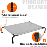 Raised Dog Bed for Large Dogs, Waterproof XL Dog Cot, Outdoor Cooling Elevated Pet Bed Load 200lb, 47.75" x 30.5", Grey