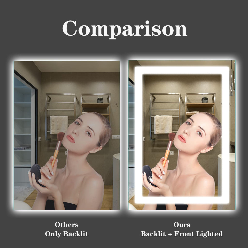LED Bathroom Mirror, 28"X36" with Front Light and Backlit