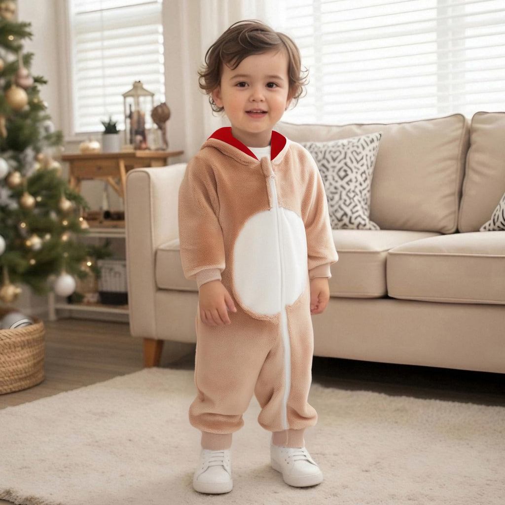 My First Christmas Baby Girl Boy Outfit Baby Reindeer Romper Long Reindeer Ear Hoodie Jumpsuit Fall Winter Clothes