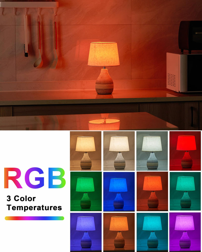 13" Small Ceramic Cordless Table Lamp, Rechargeable Battery, Coastal