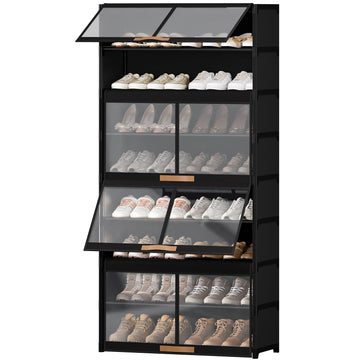 9 Tier Shoe Cabinet with Doors, 36-Pair Storage, Black