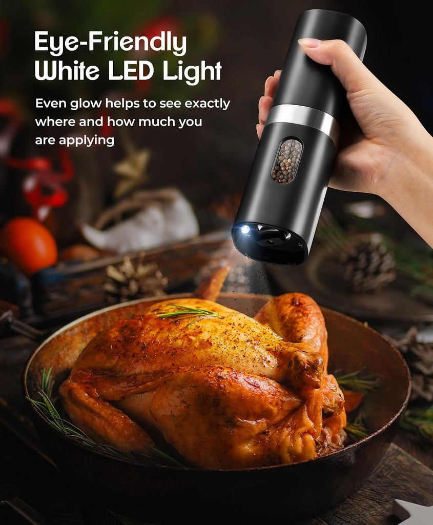 Electric Salt and Pepper Grinder Set, Charging Base, Adjustable Coarseness - Set of 2