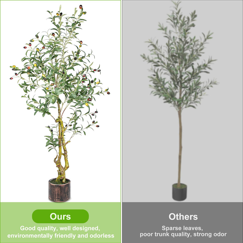5FT Artificial Olive Tree Indoor - Lifelike Fake Olive Tree with Branches, Leaves & Fruits, Realistic Faux Tree