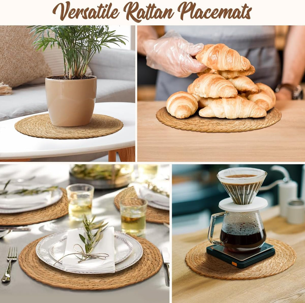 13" Round Woven Placemats Set of 10, Plate Chargers for Dining Table | 13 Inch Place Mats Set of 10, Wicker Chargers