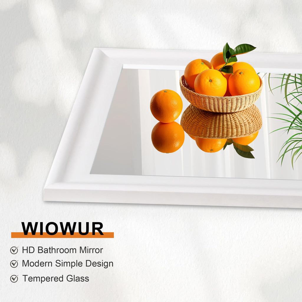 White Wood 30 x 40 Inch Mirror,Rectangle Vanity Wall Mirror