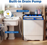 Portable Washing Machine, 26LBS Twin Tub Mini Compact Laundry Washer Spinner Combo with Drain Pump, 18Lbs Washer and