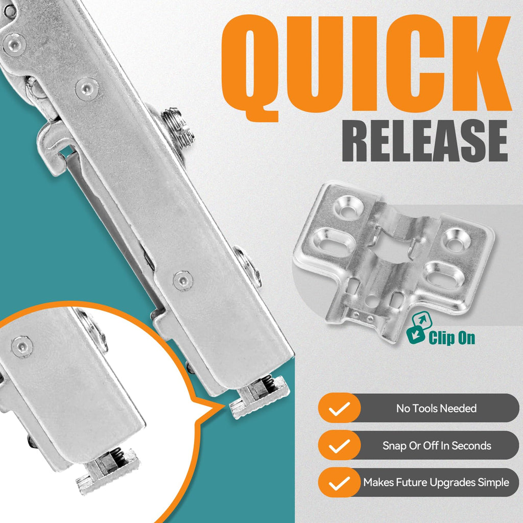 Soft Close Hinges for Frameless Cabinets, 110° Full Overlay, 10 Pack