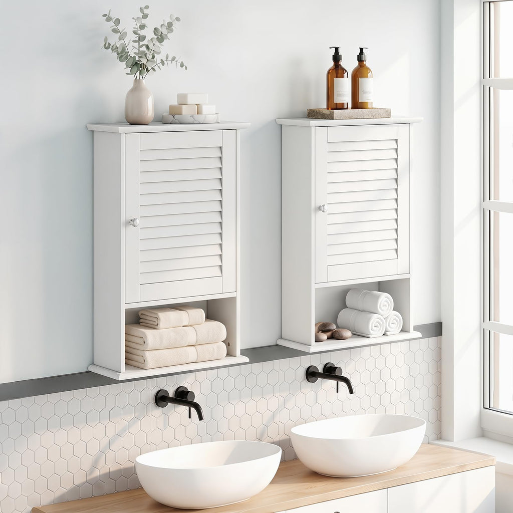 Medicine Cabinet, Wall Mounted Bathroom Cabinet Single Door Wooden Bathroom Wall Cabinet with Adjustable Shelf