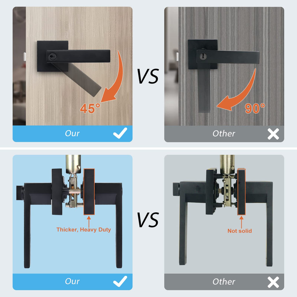 Exterior Door Handle Heavy Duty Keyed Entry Door Lever Set(Not Keyed Alike) Entrance Handleset, Matte Black Finish