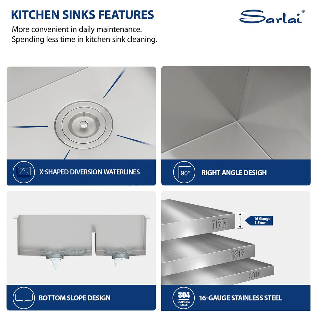 36 Undermount Kitchen Sink - 36" x 19" Undermount Double Bowl Sink 60/40 Low Divide Stainless Steel 16 Gauge Under