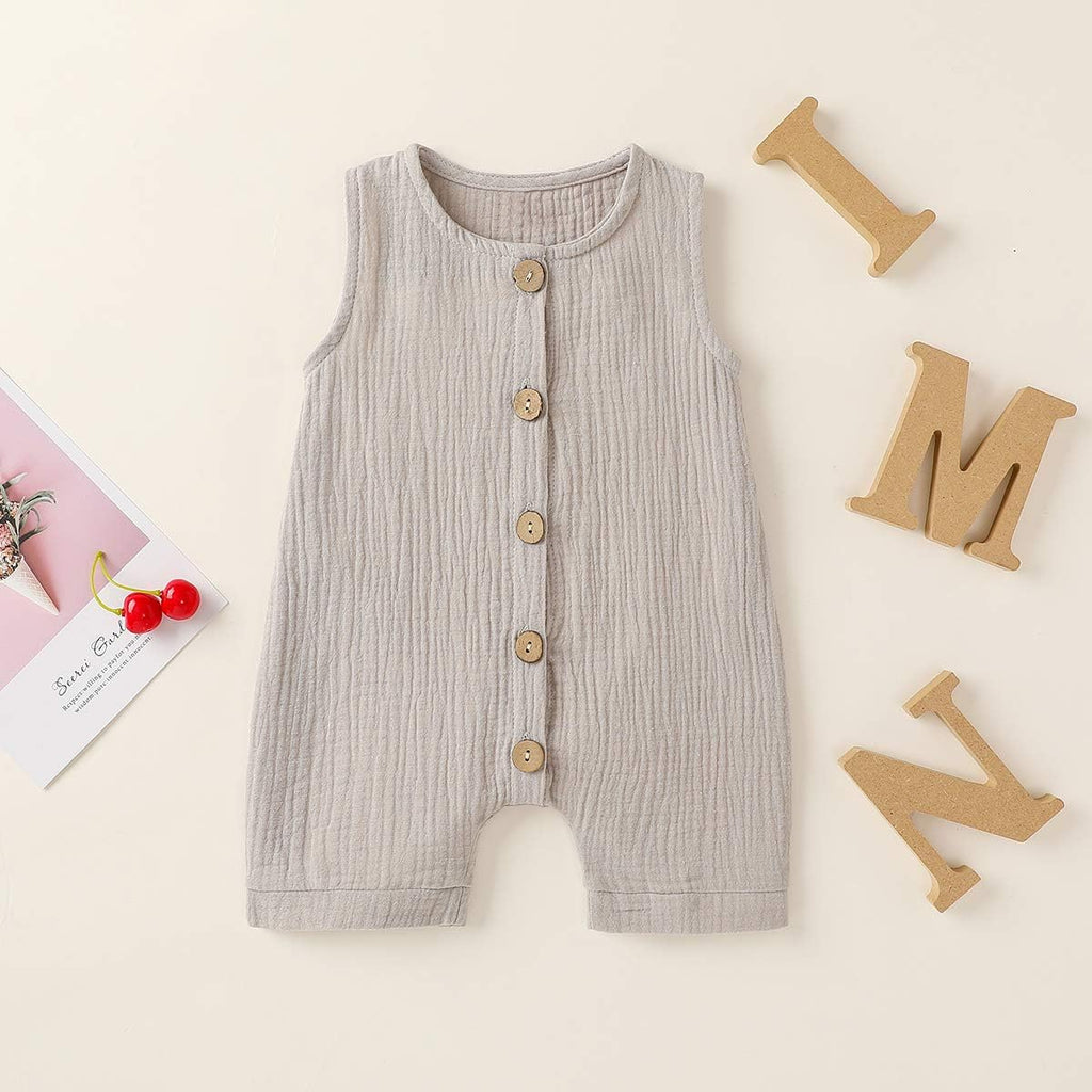Infant Baby Boys Girls Cotton Linen Romper Summer Jumpsuit Sleeveless Overalls Clothing Set