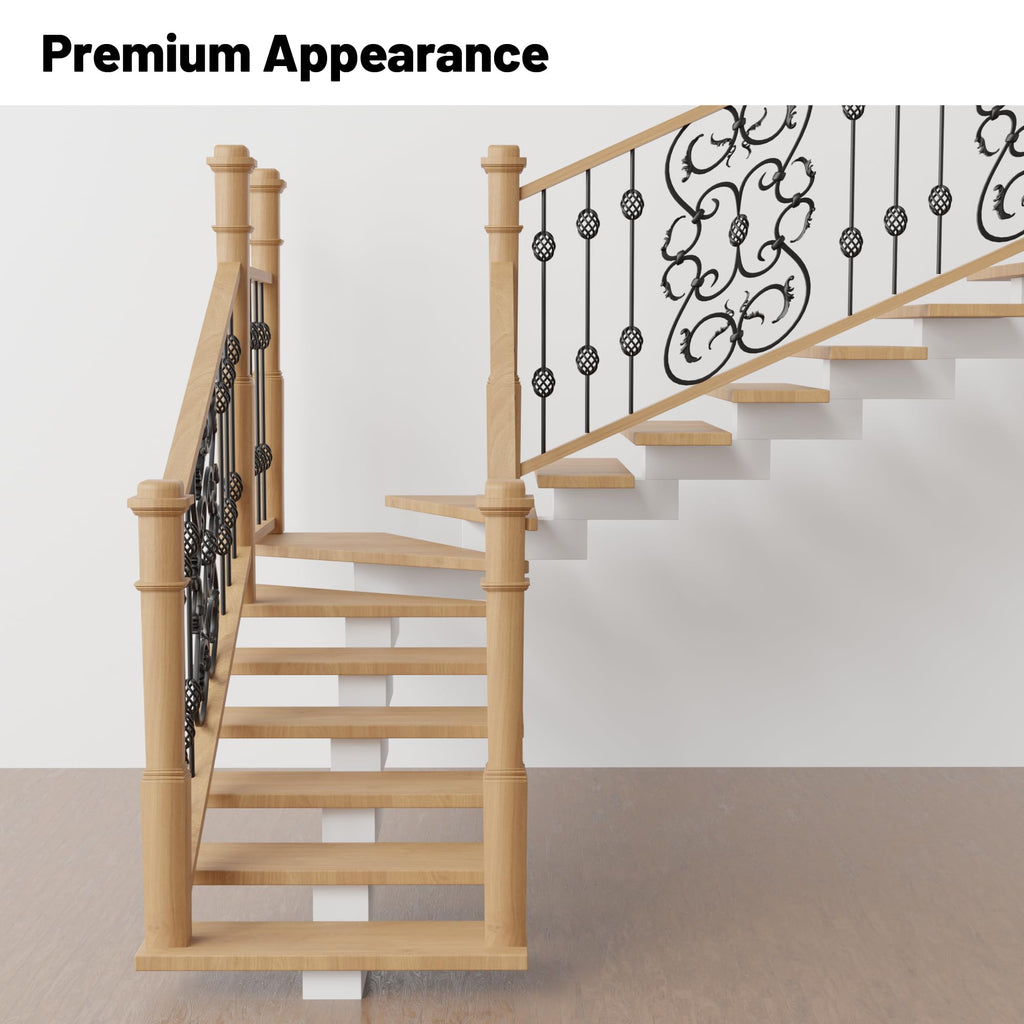 Poplar Box Newel Post 6.25" x 54.8", Hollow Box Newel Wood Balusters for Staircase Interior, Square Design, 3⁄4"