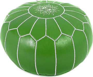 Genuine Leather Pouf Ottoman - Unstuffe, Boho Floor Cushion & Coffee Table Accent Decor, Pouf Foot Rest, Marrakech