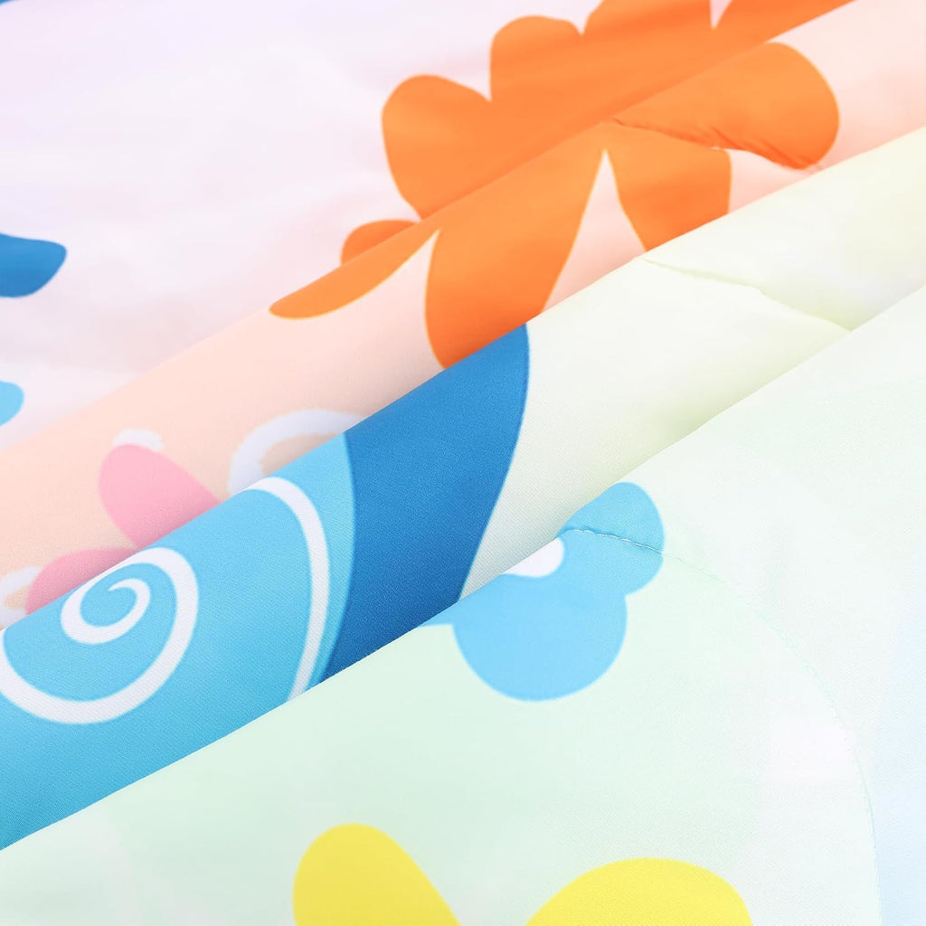 Rainbow Comforter Sets Twin Cartoon Floral Frogs Bedding Set for Girls Kids Children Boys Butterfly Flowers Bees