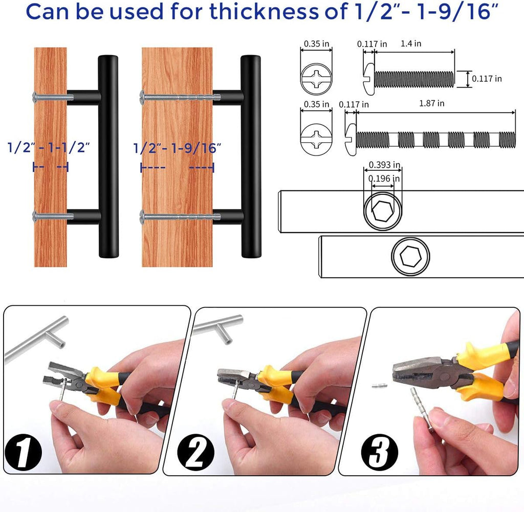 24 Pack | 5 Inch Cabinet Pulls Matte Black Stainless Steel Kitchen Drawer Pulls Cabinet Handles 5InchLength, 3Inch Hole