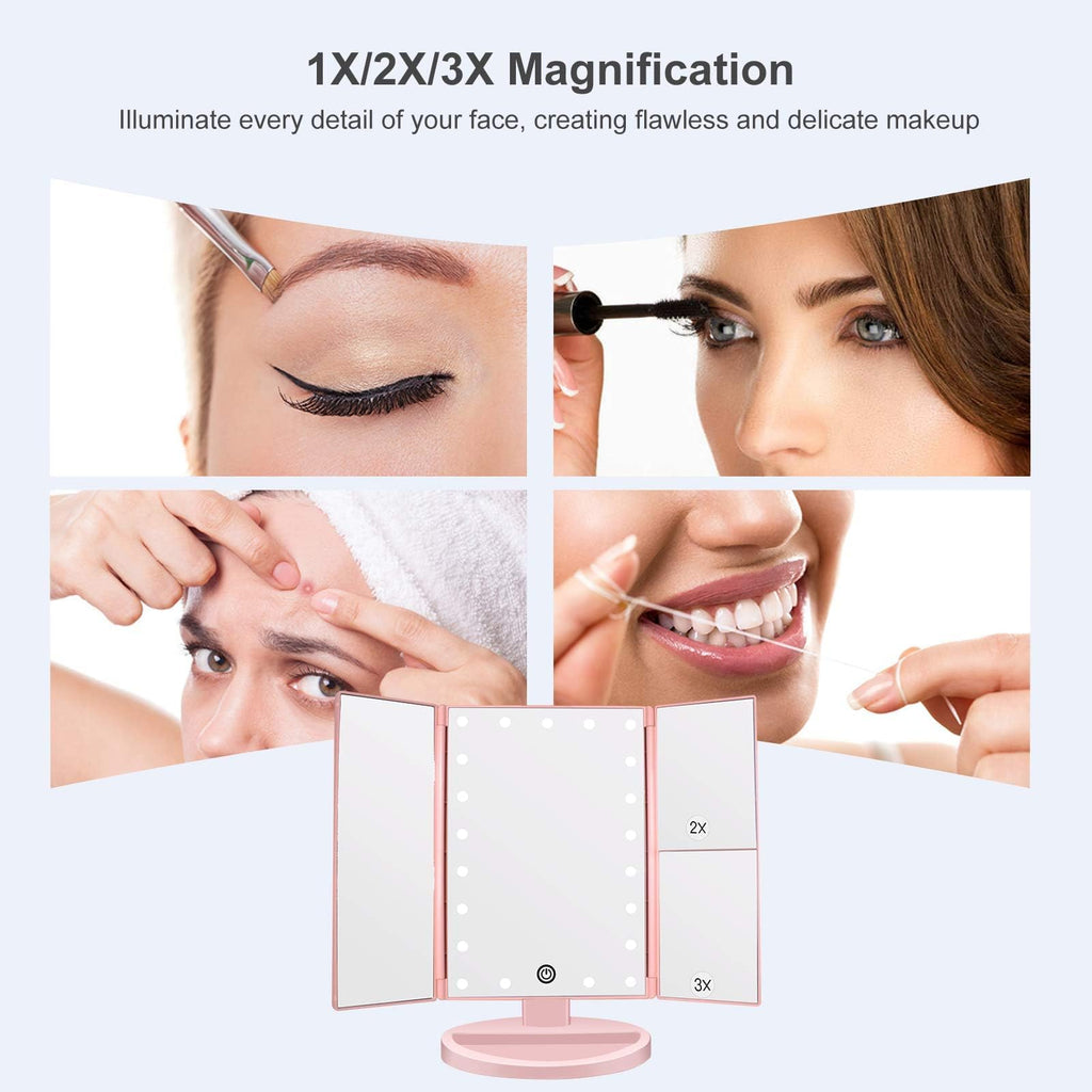 Makeup Mirror with 21 LED Lights,Two Power Supply Modes