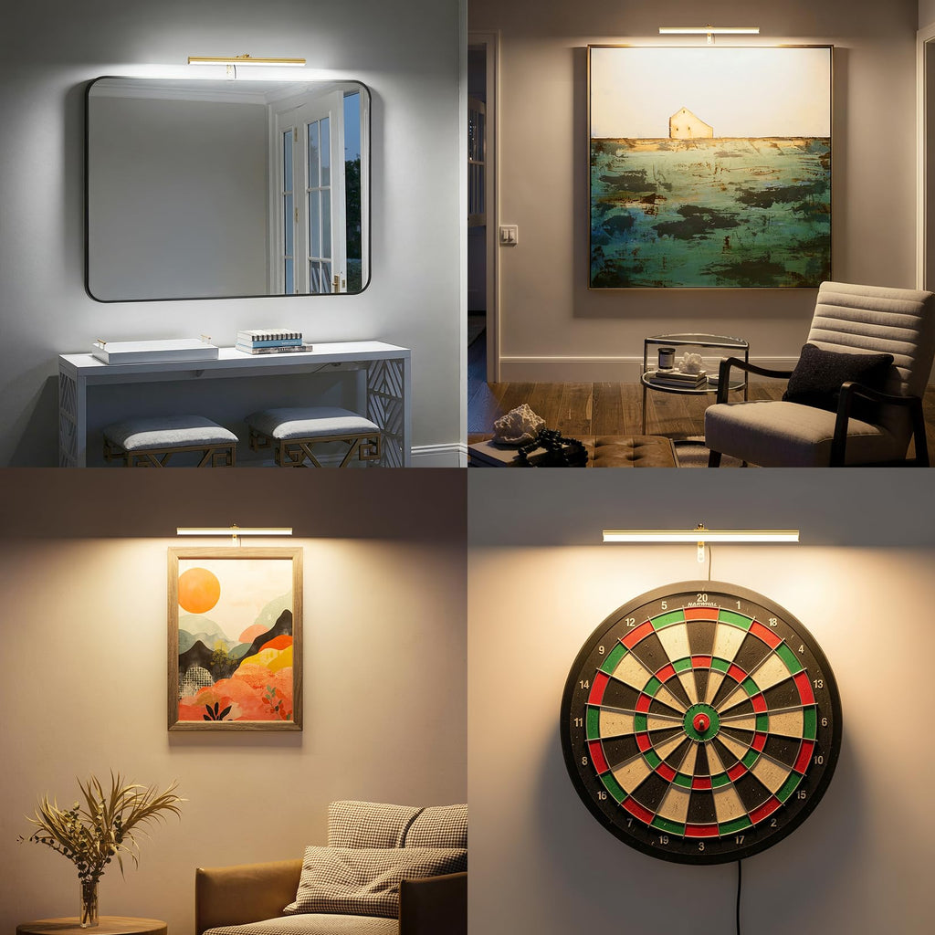 16" Plug in LED Picture Light, 5W Gold Remote Control Art Light
