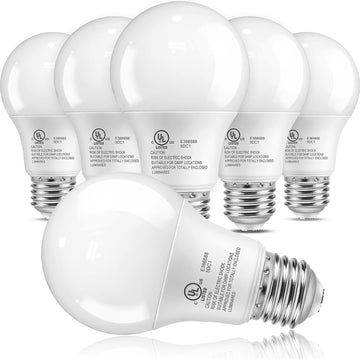 6 Pack A19 LED Light Bulbs, 60 Watt Equivalent, Soft Warm White 3000K