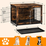 Dog Crate Furniture, 38.6" Large Dog Kennel Indoor, Wooden Cage with Pull-Out Tray