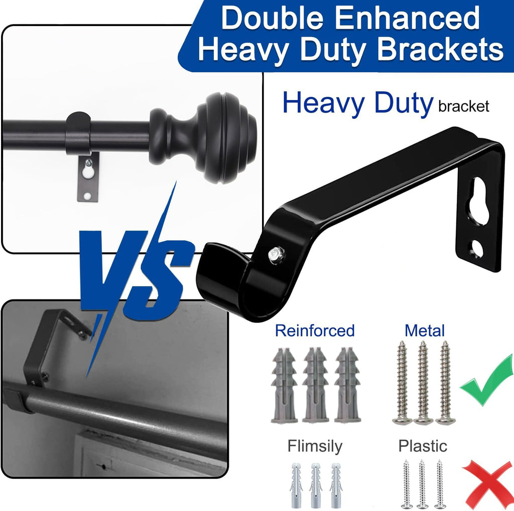 Curtain Rods for Windows 48-84 inch,3/4 inch Heavy Duty Adjustable Decorative Curtain Rod with Modern Finials,Window