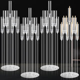 Tessco 4 Pcs 9 Arm 42.5" Acrylic Candelabra Table Centerpiece Floor Candelabras Clear Candle Holder with Removable