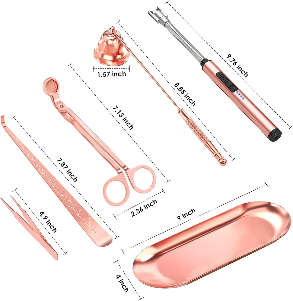 6 in 1 Candle Accessory Set,Candle Wick Trimmer Cutter,Candle Wick Dipper,Candle Wick Snuffer, Rechargeable Candle