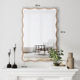 Wall Mirror Decorative, Antique Mirror Gold Wavy Mirrors 20x30” Irregular Mirrors Asymmetrical Ripple Wall Mirrors
