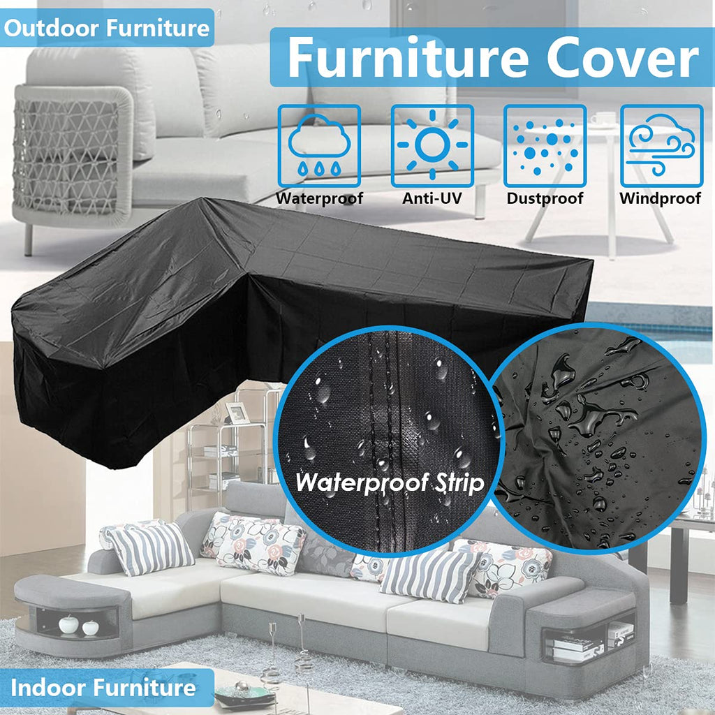 Patio Sofa Cover Sectional Waterproof L Shape Corner Sofa Cover Outdoor Dust-Proof Anti-UV Furniture Couch Cover for