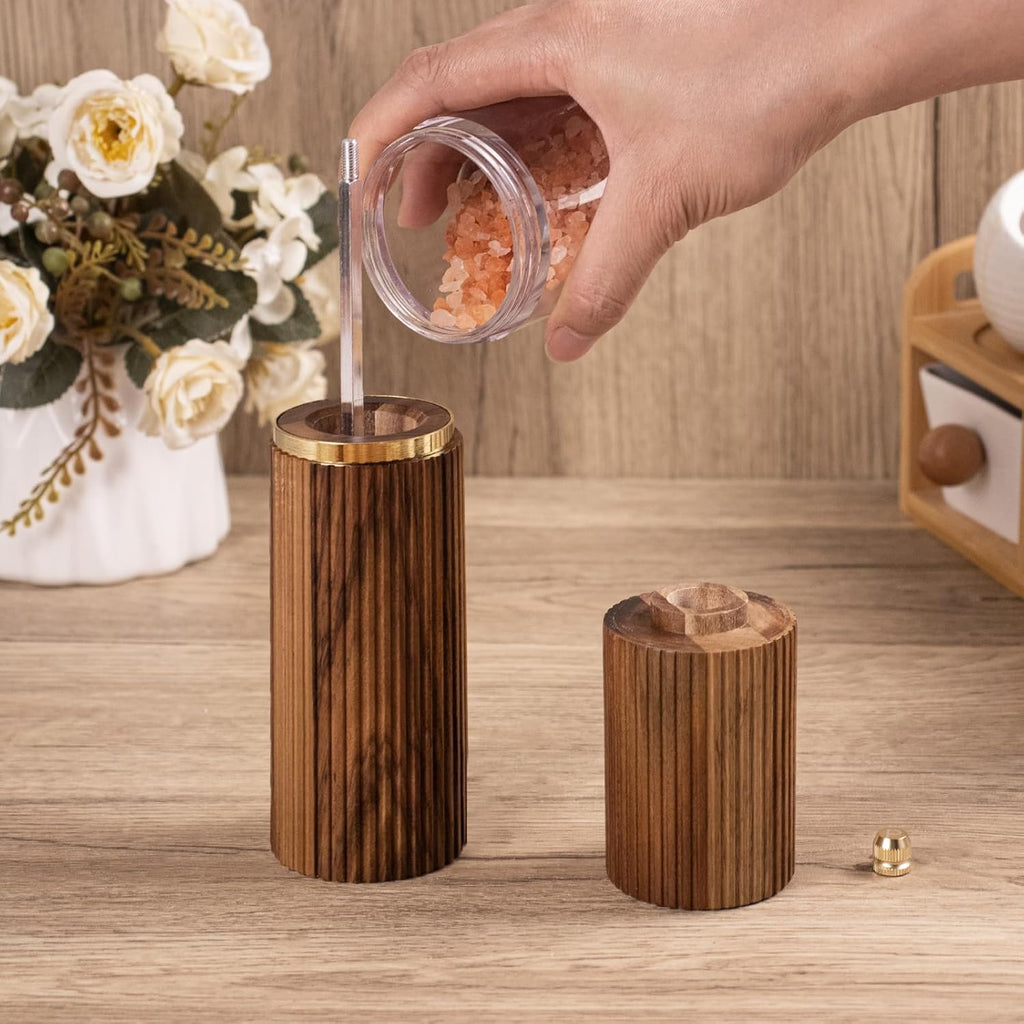 Acacia Wooden Salt and Pepper Grinder Set Pepper Mills 8 - Set of 2