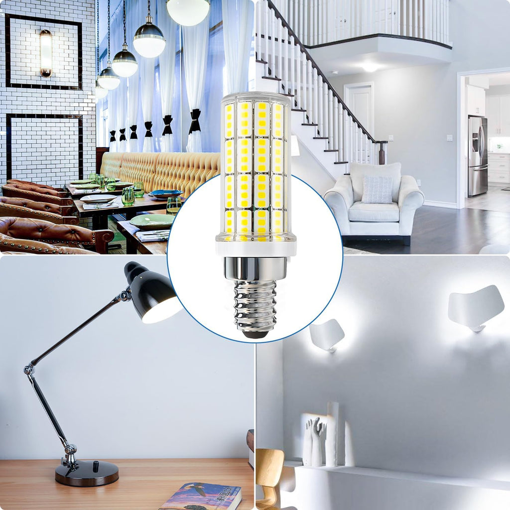 E12 LED Bulb, 20W 6pcs LED Corn Light Bulb 200W Equivalent 2500Lumen 5000K Cool Daylight White Non-Dimmable LED