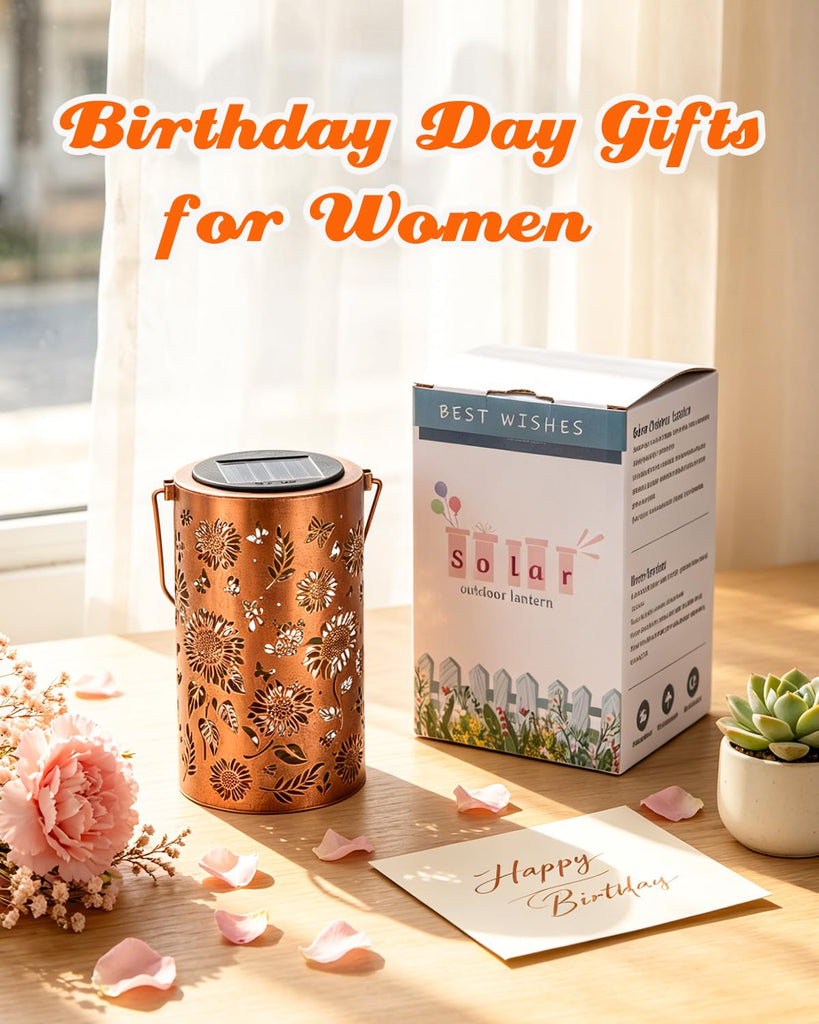2Pack Sunflower Solar Lanterns Outdoor Waterproof, Birthday Gifts for Women Mom Grandma, Hanging Solar Lights for