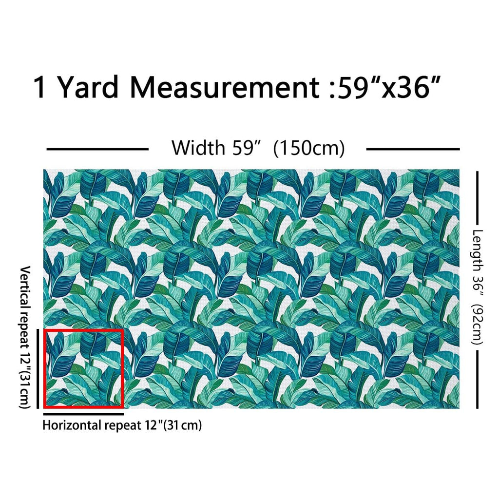 Tropical Outdoor Fabric by The Yard, Summer Palm Leaf Upholstery Fabric for Chairs, Green Botanical Branch Decorative