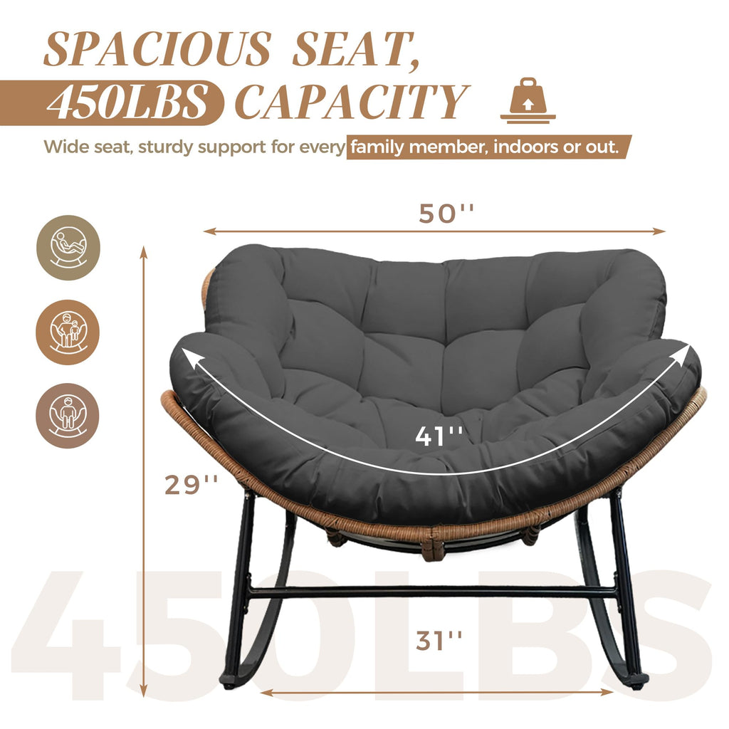 Oversized Papasan Rocking Chair Outdoor, Royal Rocking Egg Chair