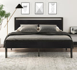 14 Inch King Metal Platform Bed Frame with Wooden Headboard and Footboard, Mattress Foundation, No Box Spring Needed