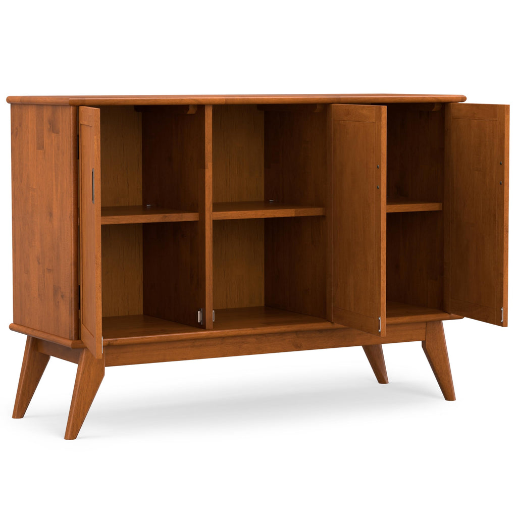 Draper 50" Wide Solid Wood 3-Door Buffet in Teak Brown
